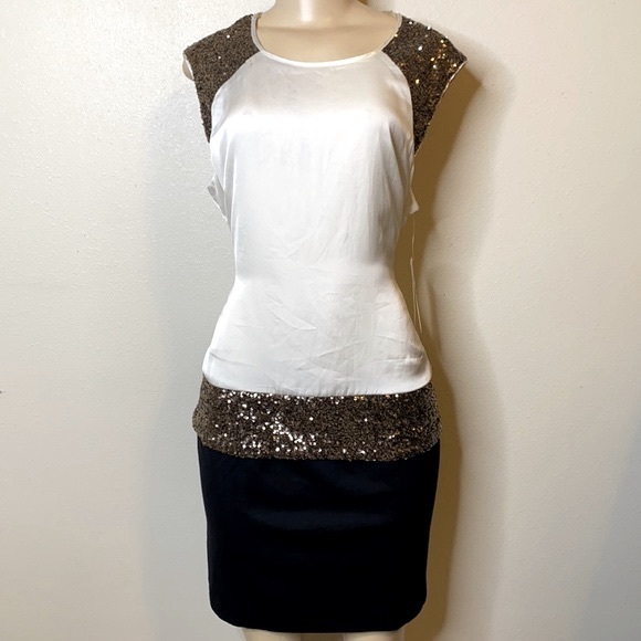 Gianni Bini Dresses & Skirts - GB SEQUIN BLACK IVORY BRONZE DRESS SZ 10